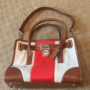Michael Kors orange and Brown bag